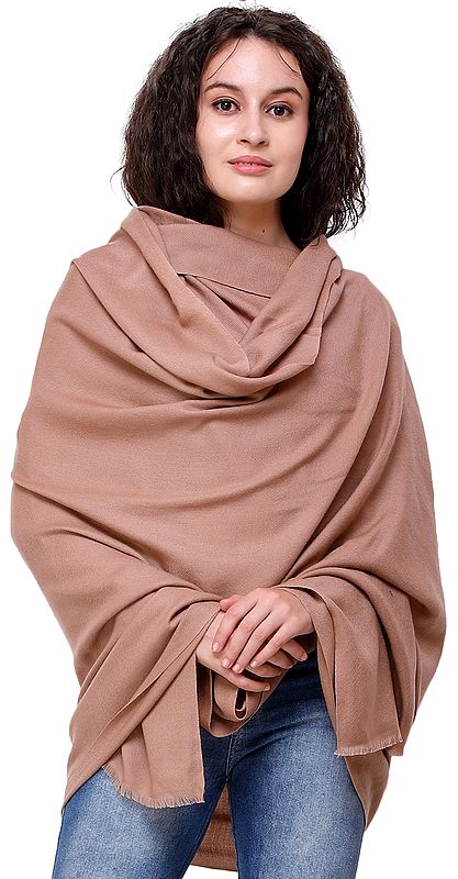 Roebuck-Brown Cashmere Shawl from Nepal with Diagonal Weave