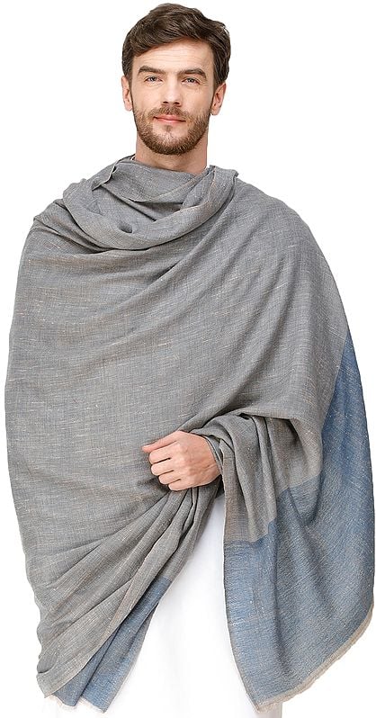 Gray and Bluestone Mens' Pashmina Shawl from Amritsar