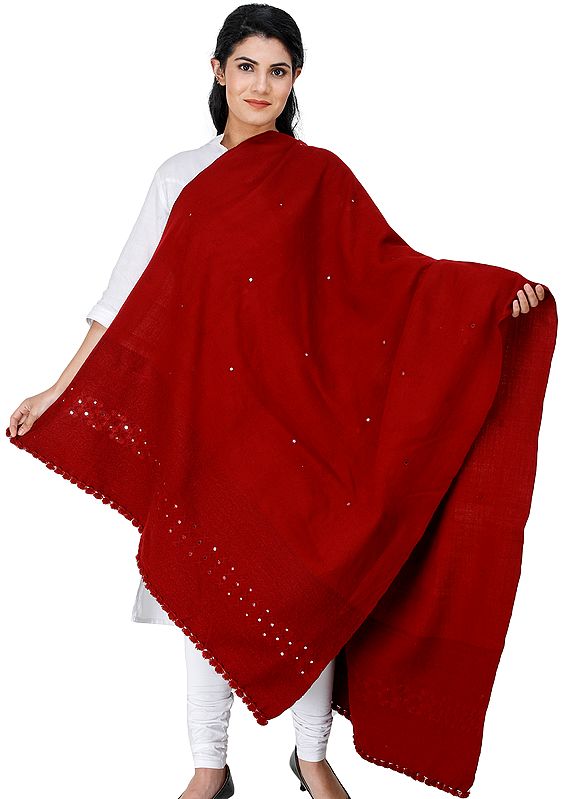 Plain Self Shawl from Kutch with Mirror work