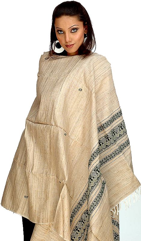 Camel-Colored Silk Shawl from Assam