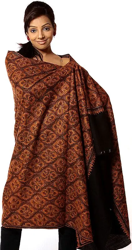 Semi-Pashmina Fully Embroidered Twill Shawl