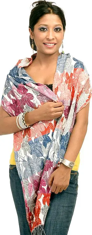 Dorukha or Reversible Multi-Colour Jamawar Scarf