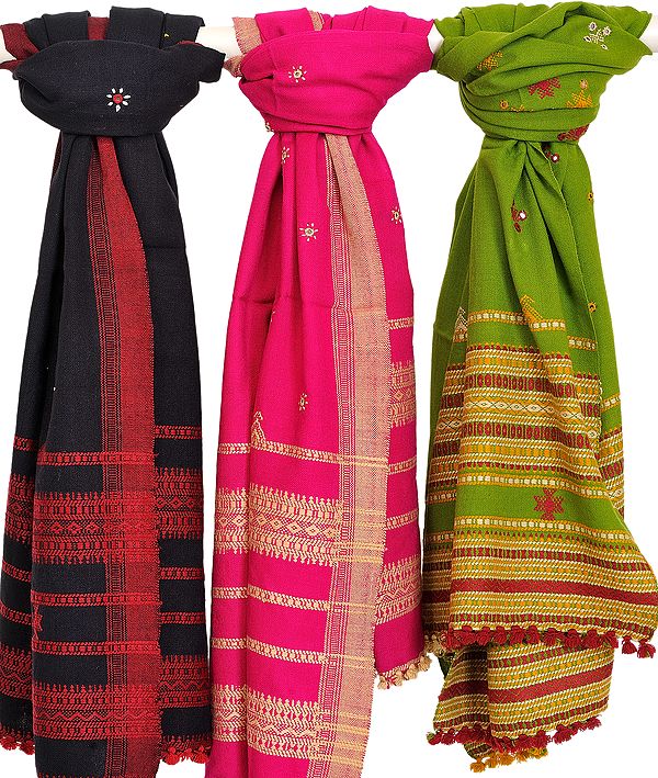 Lot of Three Shawls from Kutchh