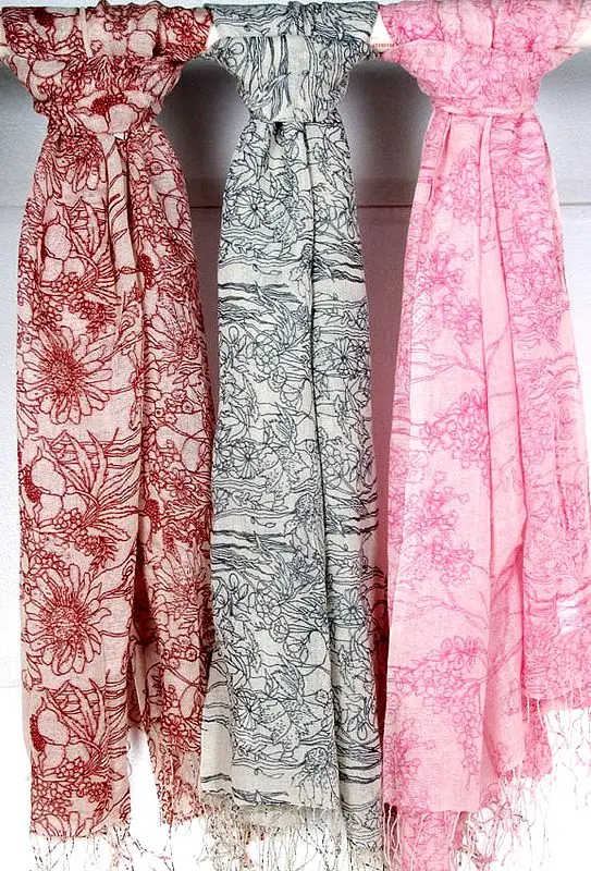 Lot of Three Printed Scarves
