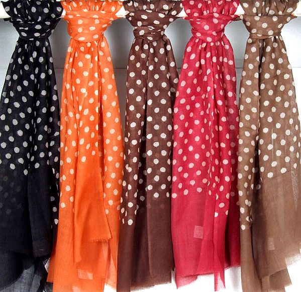 Lot of Five Polka Dotted Scarves