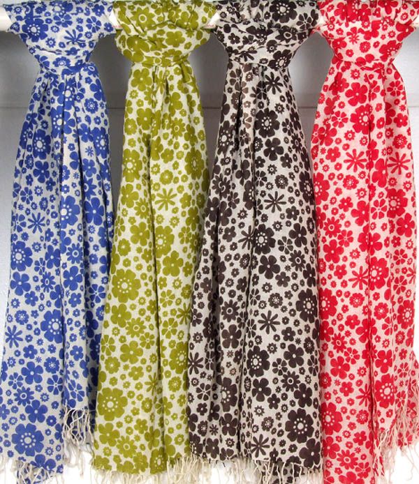 Lot of Four Floral Printed Stoles