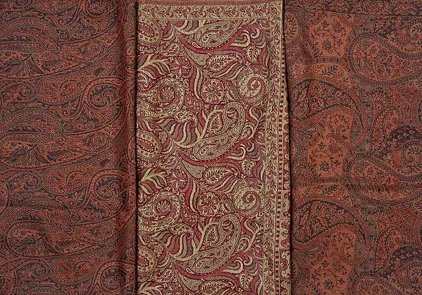 Lot of Three Reversible Jamawar Shawls