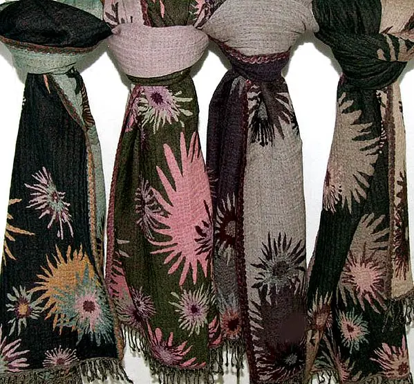 Lot of Three Jamawar Stoles