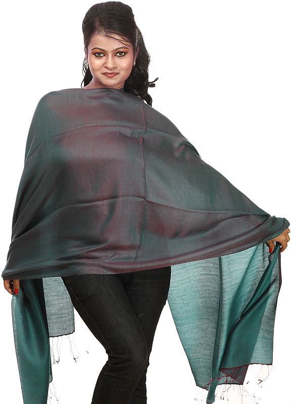 Di-Chroic Teal Water Pashmina Stole from Nepal