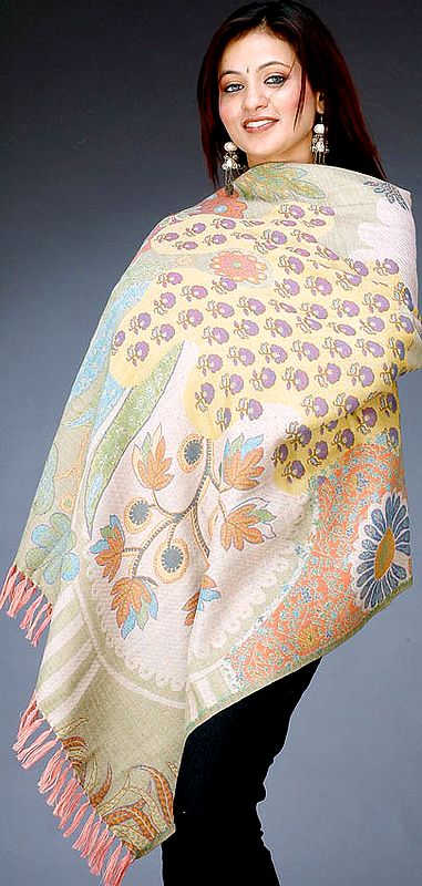 Double-Sided Floral Jamawar Shawl