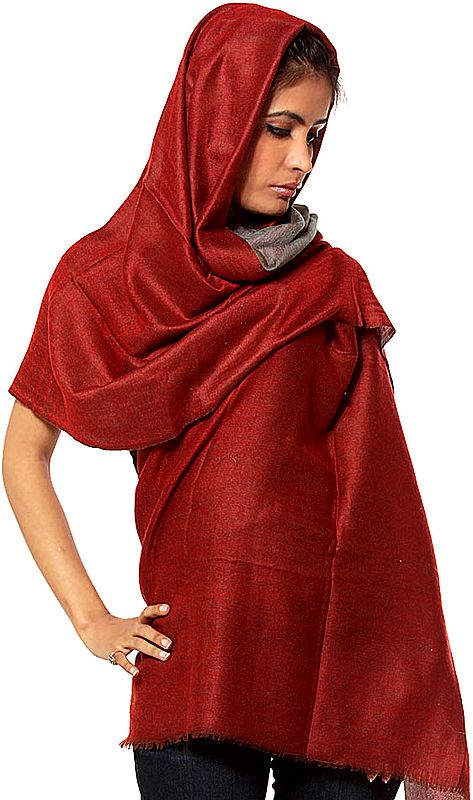 Double-Sided Red and Brown Cashmere Stole
