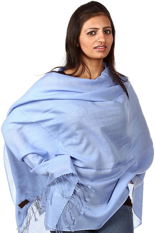 Forever-Blue Pure Pashmina Shawl from Nepal