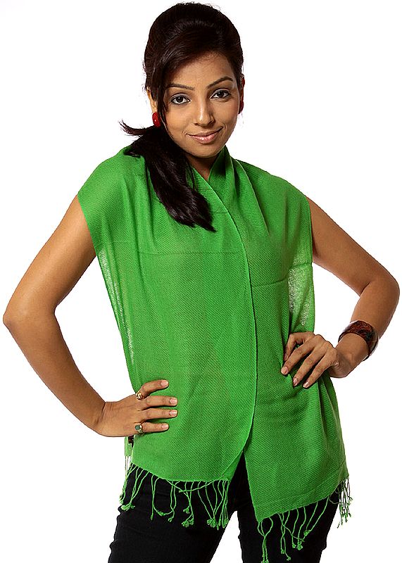 Green Pure Pashmina Scarf from Nepal