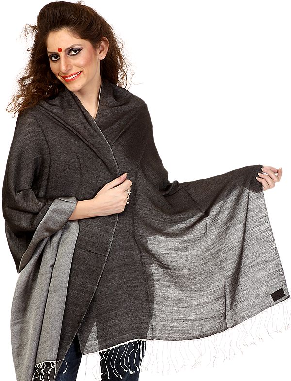 Griffin-Gray Reversible Water Pashmina Stole Handmade in Nepal