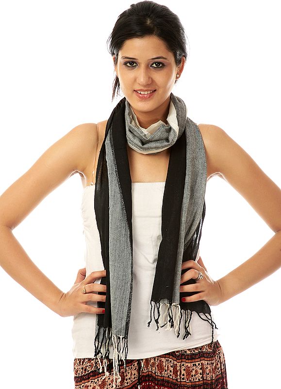 Ivory and Black Check Scarf