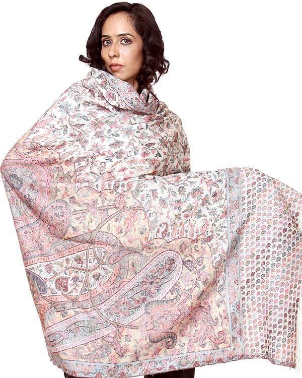 Ivory Kani Shawl with Multi-Color Thread Weave