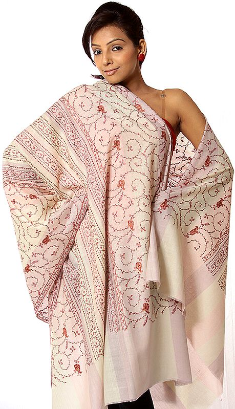 Ivory Tusha Shawl with Jafreen Jaal Embroidery