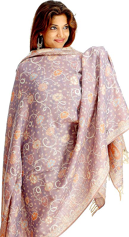 Jamawar Double Sided Floral Shawl