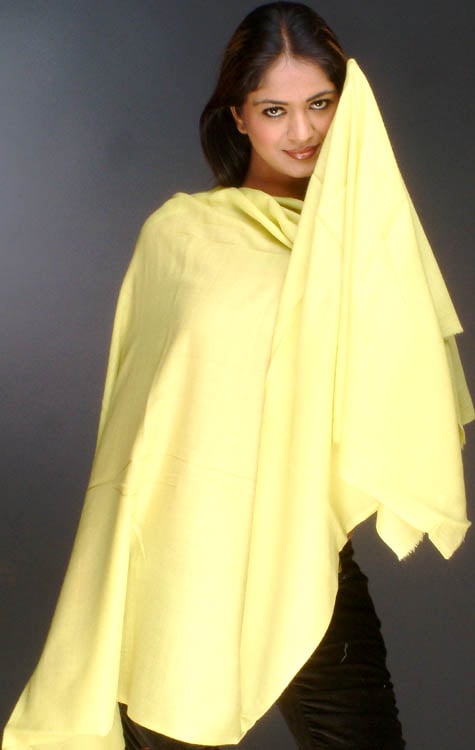 Lemon-Yellow Silk Pashmina Shawl