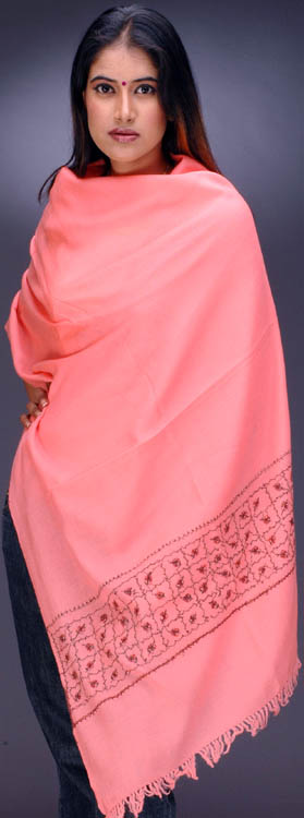 Ligh-Coral Stole from Kashmir