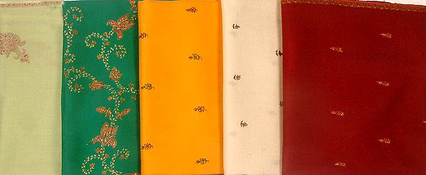 Lot of Five Raffal Shawls with Embroidery