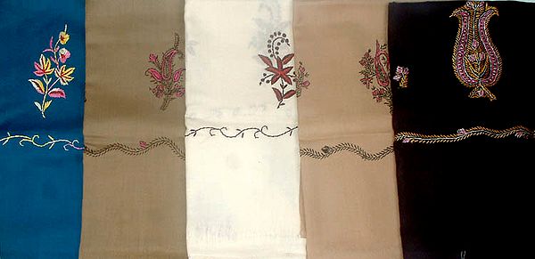 Lot of Five Raffel Shawls with Embroidery