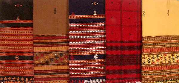 Lot of Five Shawls from Kutchh with Thread Work