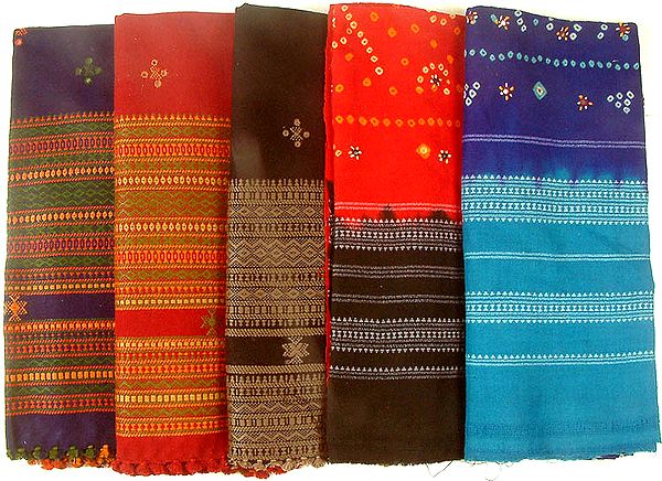 Lot of Five Shawls from Kutchh