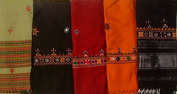 Lot of Five Shawls from Kutchh