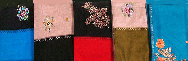 Lot of Five Shawls with Embroidery