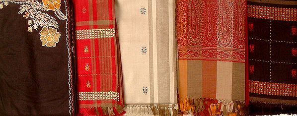 Lot of Five Shawls with Thread Weave