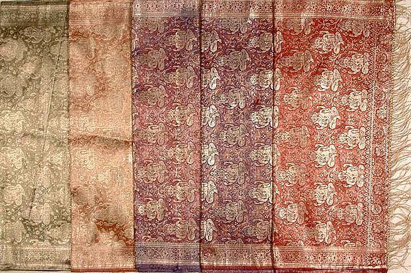 Lot of Five Silk Stoles of Lord Ganesha