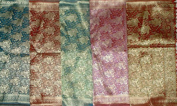 Lot of Five Silk Stoles of Lord Ganesha