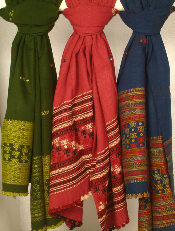 Lot of Three Shawls from Kutchh with Mirrors