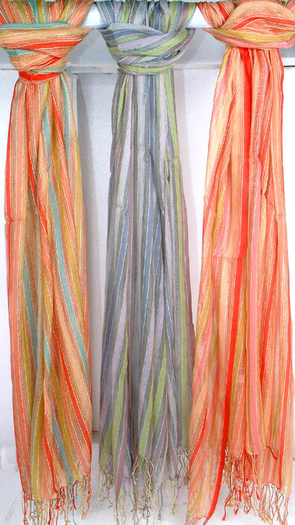Lot of Three Stoles with Multi-Color Stripes