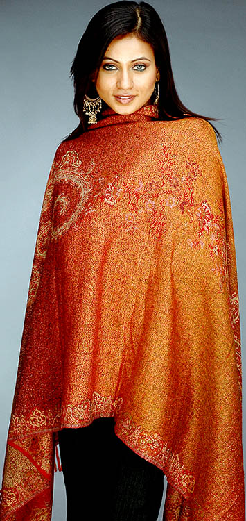 Maroon Double Sided Jamawar Shawl