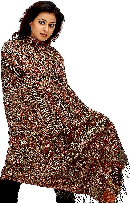 Multi-Color Jamawar Shawl with Dense Weave | Pure Wool