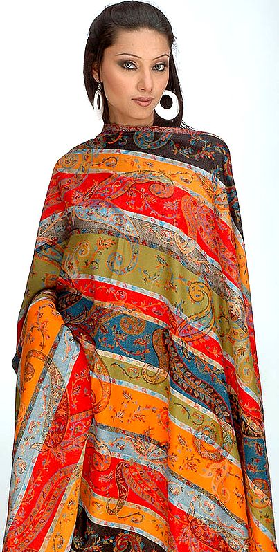 Multi-Color Kani Shawl with Antique Kashmiri Design