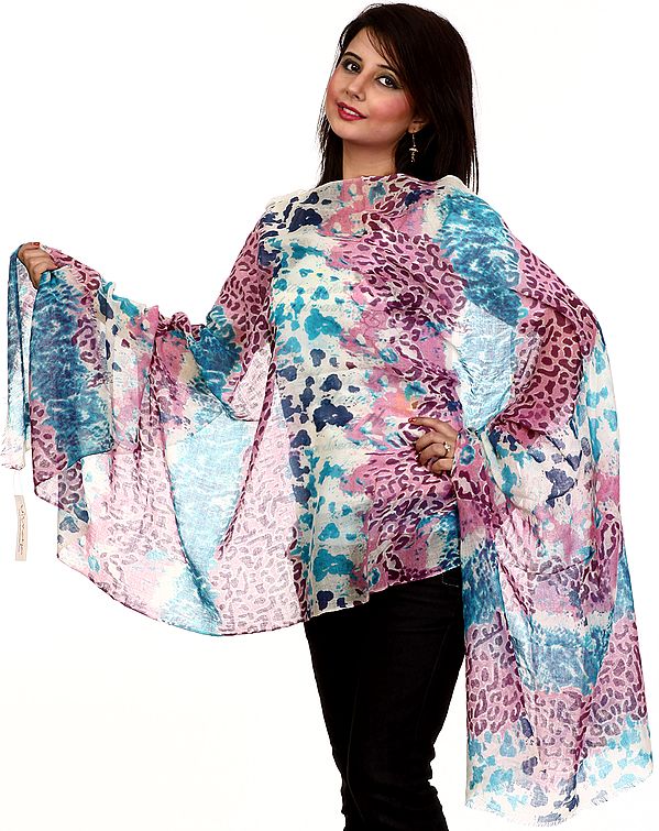 Multi-Color Stole with Animal Print