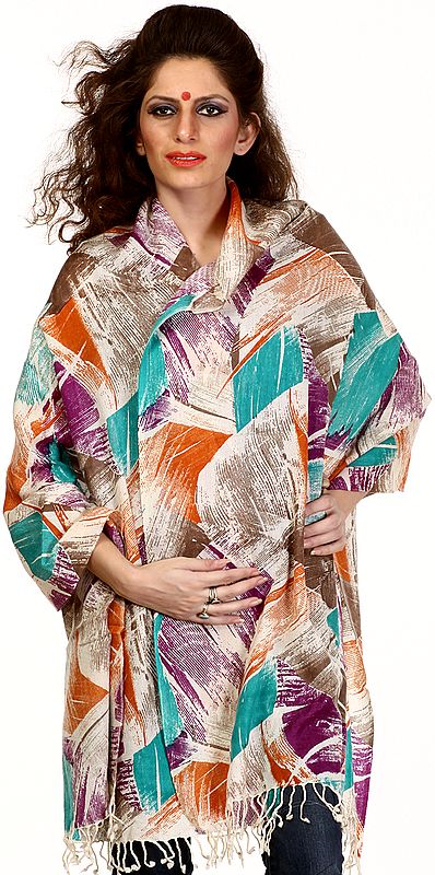Multi-Color Stole with Modern Digital Print