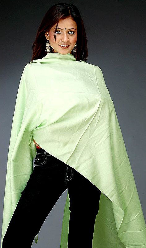 Plain Green Silk Wool Stole