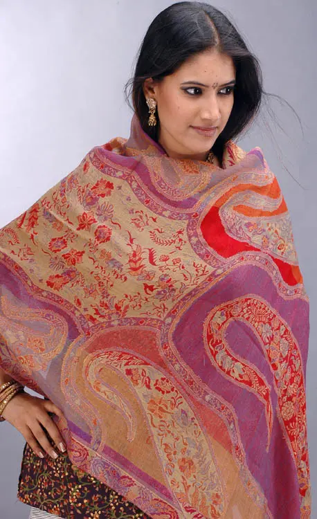 Polychrome Jamawar Stole