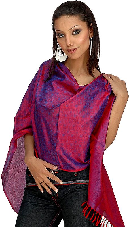 Pure Silk Stole from Banaras with Tanchoi Weave
