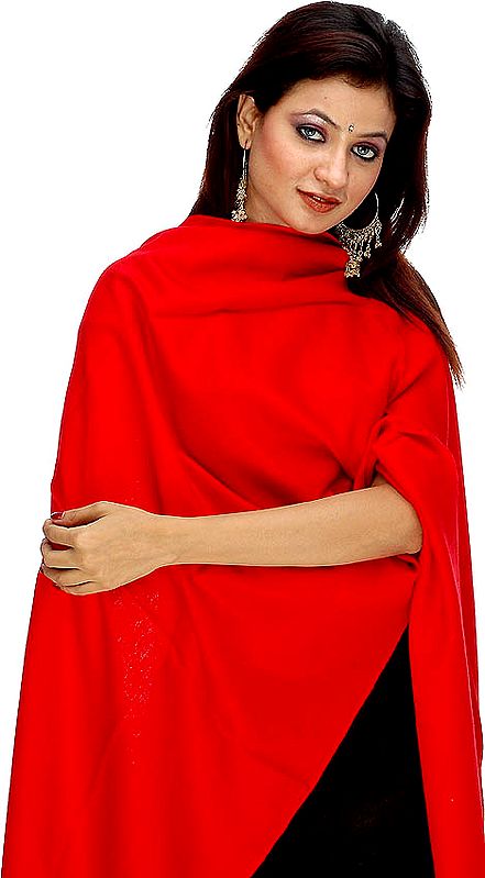 Red Silk Pashmina Shawl from Nepal