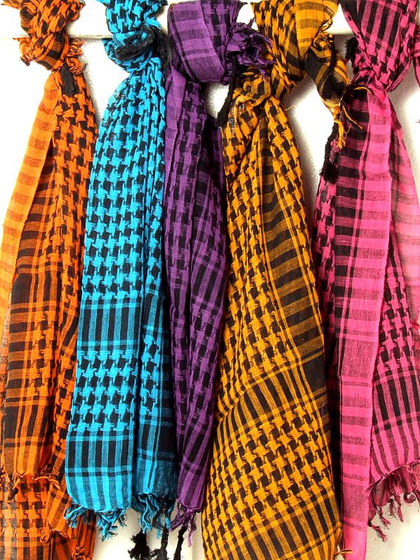 Lot of Five Arafat Scarves with Checks