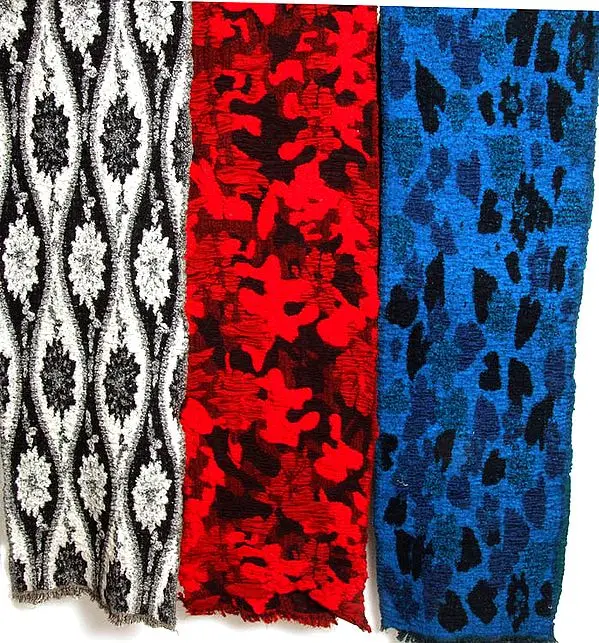 Assorted Lot of Three Jamawar Scarves
