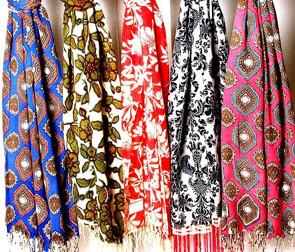 Lot of Five Printed Matted Stoles