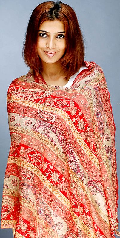 Shades of Red on a Jamawar Stole