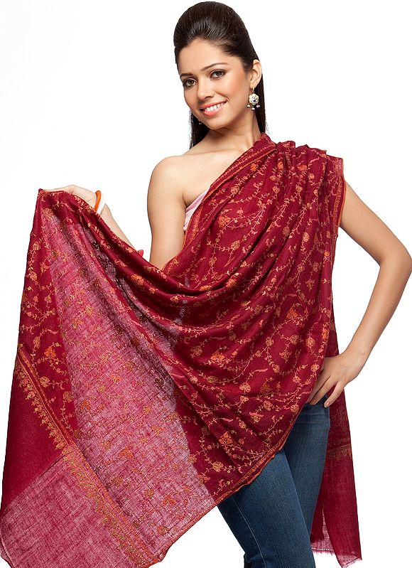 Fully Embroidered Pashmina Stole
