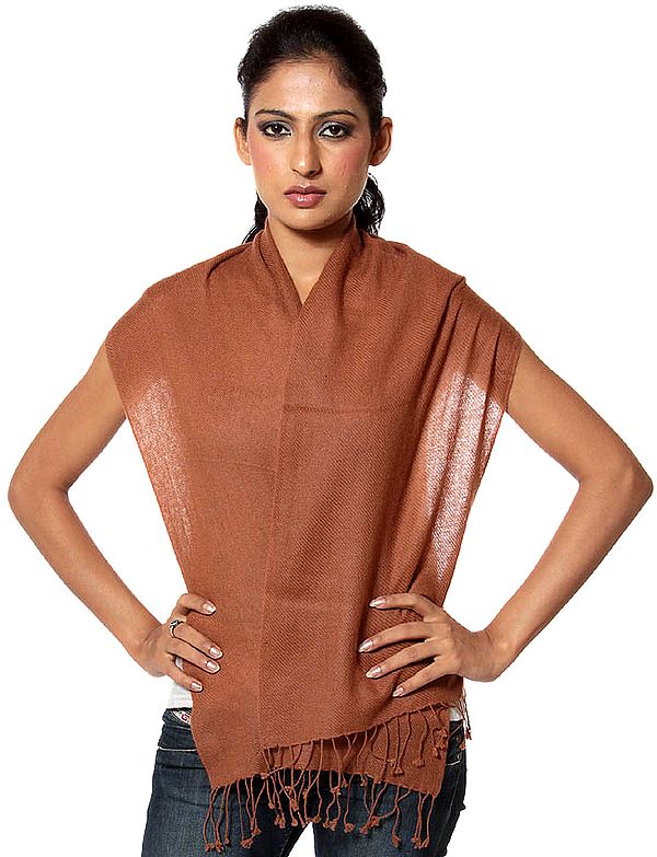 Brown Pure Pashmina Scarf from Nepal